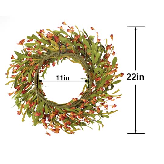 22" Orange Wildflower Wreath by Ashland®